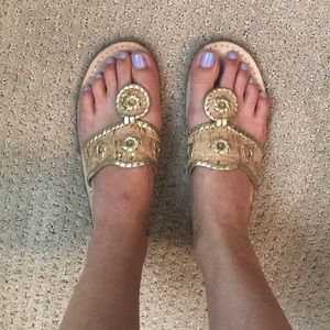 Metallic gold cork jack Rogers!